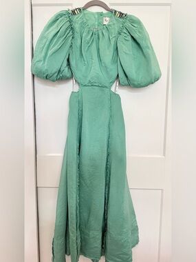 Aje Mint Green Puff-Sleeve midi Dress size AU 6 fit US 2